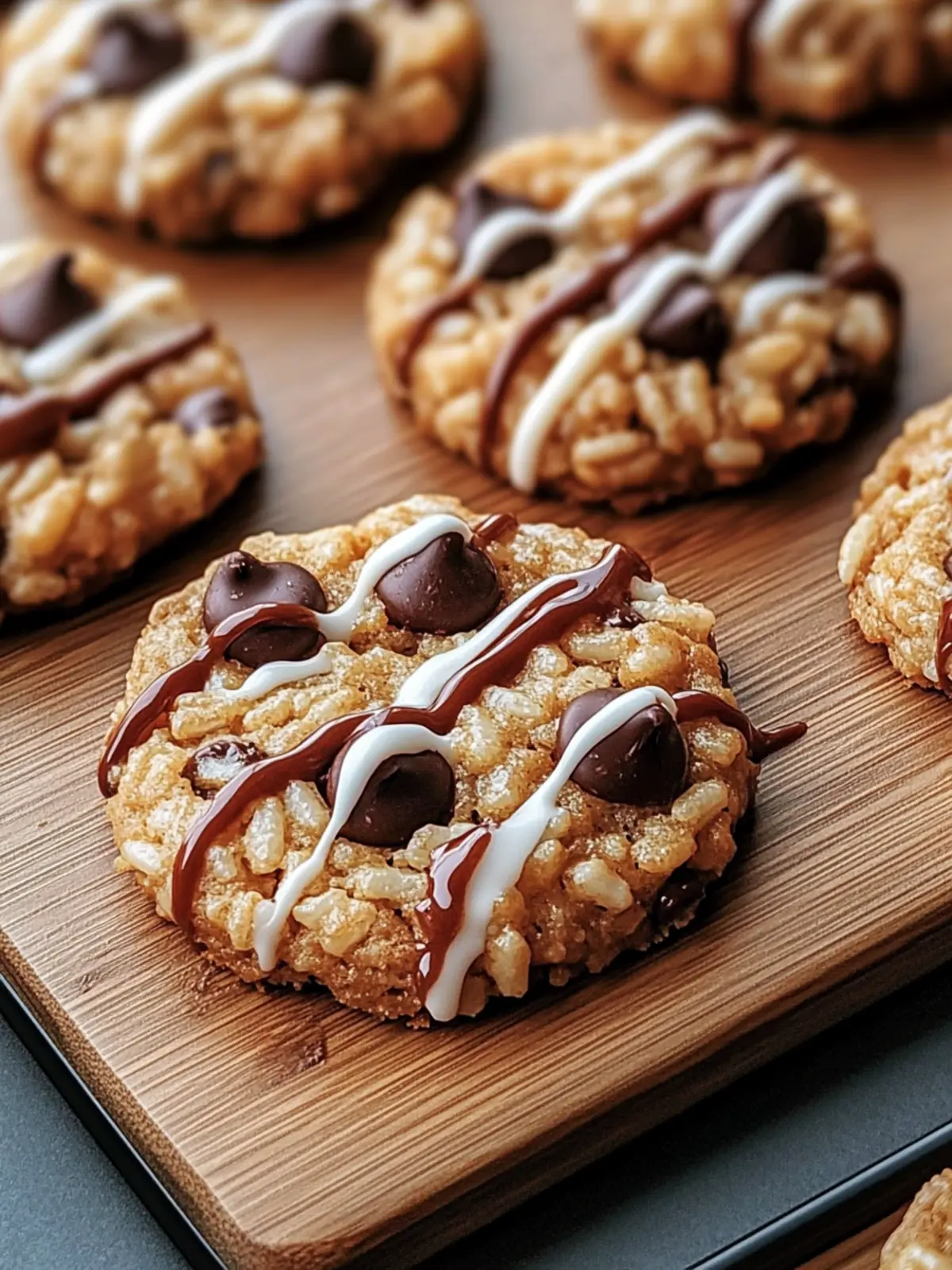 Delicious Rice Krispie Chocolate Chip Cookies with a Sweet Drizzle 3 RICE KRISPIE CHOCOLATE CHIP COOKIES WITH A SWEET DRIZZLE!