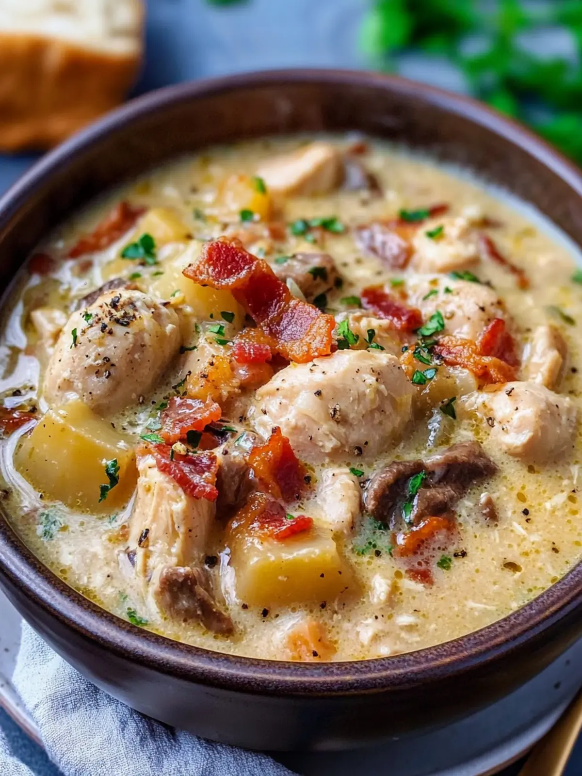 Creamy Chicken Stew with Bacon & Parmesan for Cozy Nights 3 Creamy Chicken Stew with Bacon & Parmesan ð¥ð§