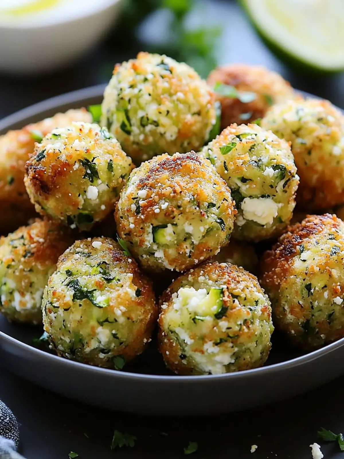 Crispy Zucchini Feta Balls