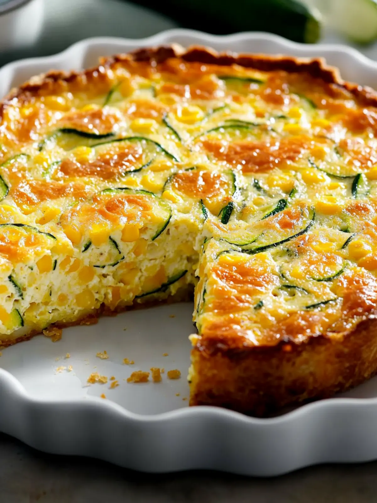 Zucchini, Corn & Cheddar Crustless Quiche