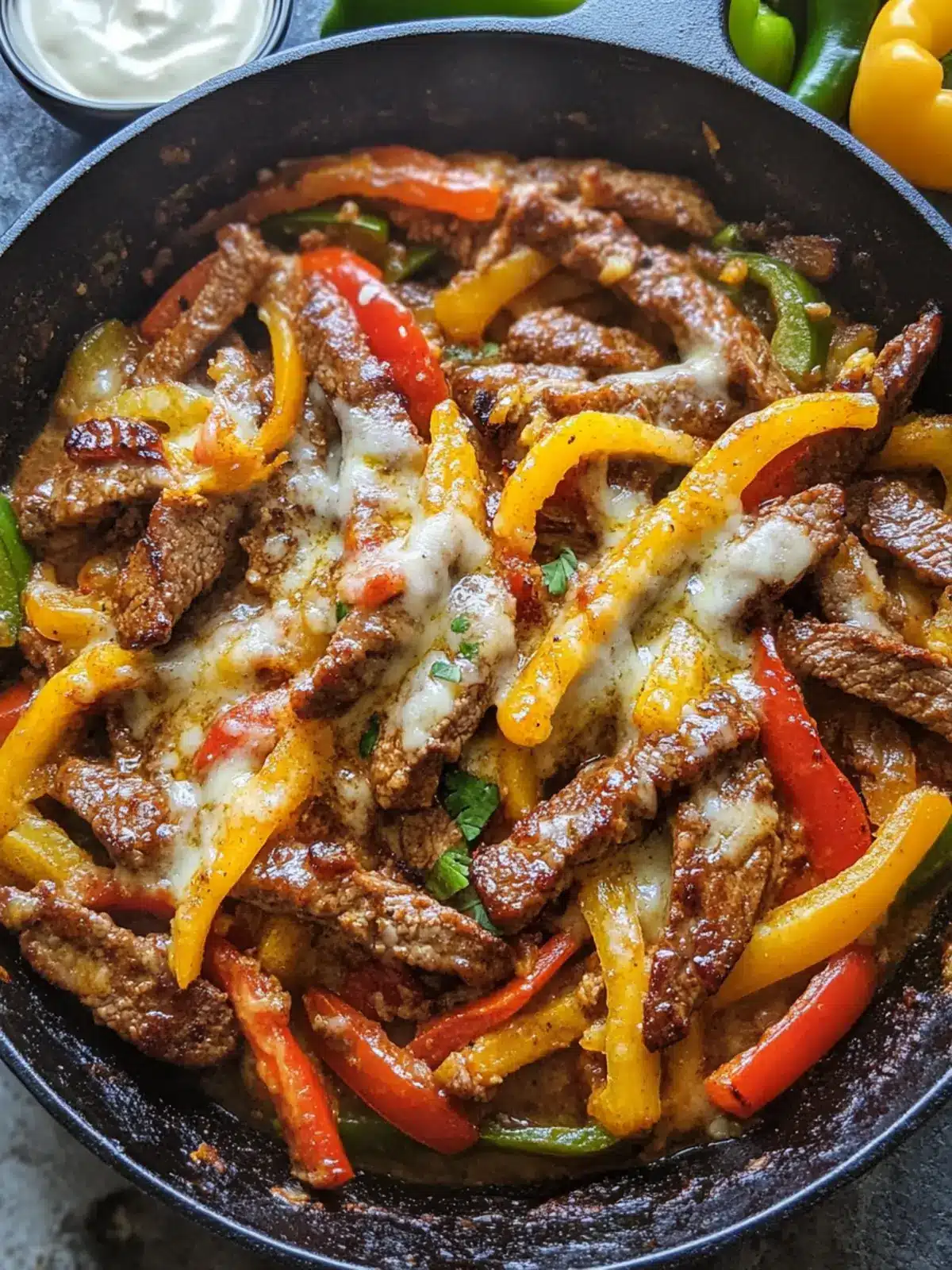 Savor the Flavor: Queso Steak Fajita Skillet Delight 2 Queso Steak Fajita Skillet