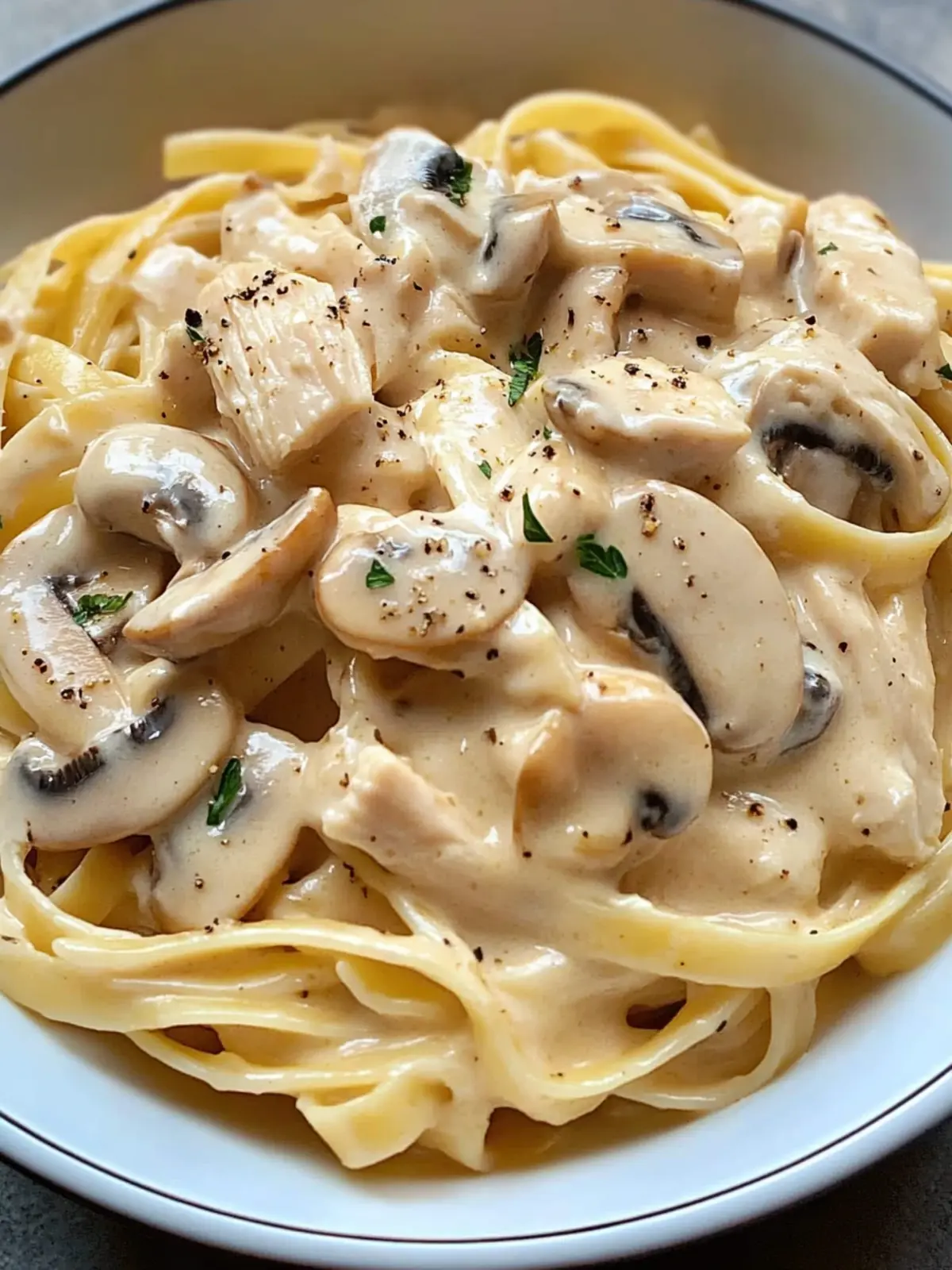 Creamy Chicken & Mushroom Fettuccine