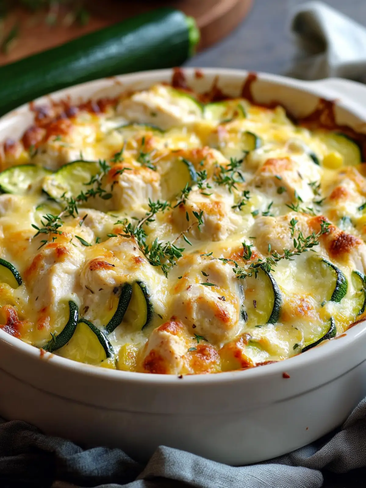 Chicken, Zucchini & Cheese Crustless Casserole