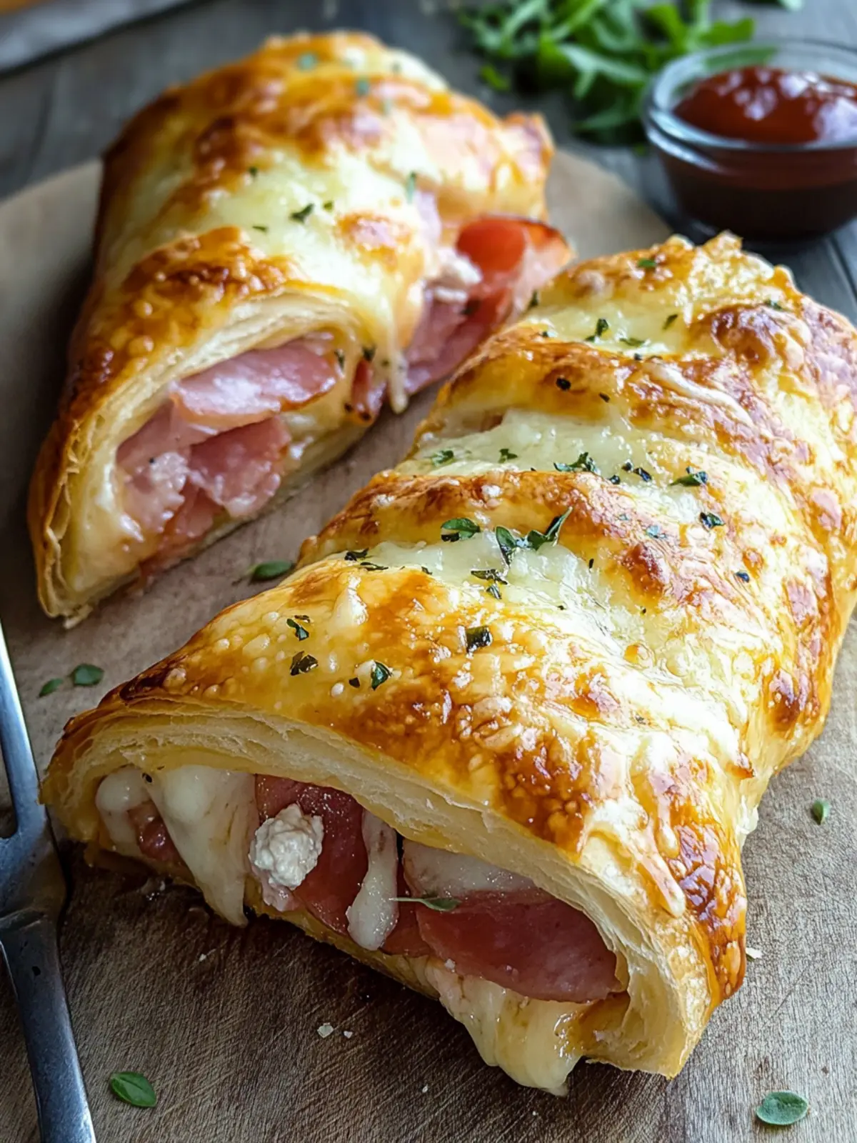 Cheesy Puff Pastry Roll with Ham, Salami, and Pepperoni Delight 2 CHEESY PUFF PASTRY ROLL WITH HAM AND SALAMI AND PEPPERONI