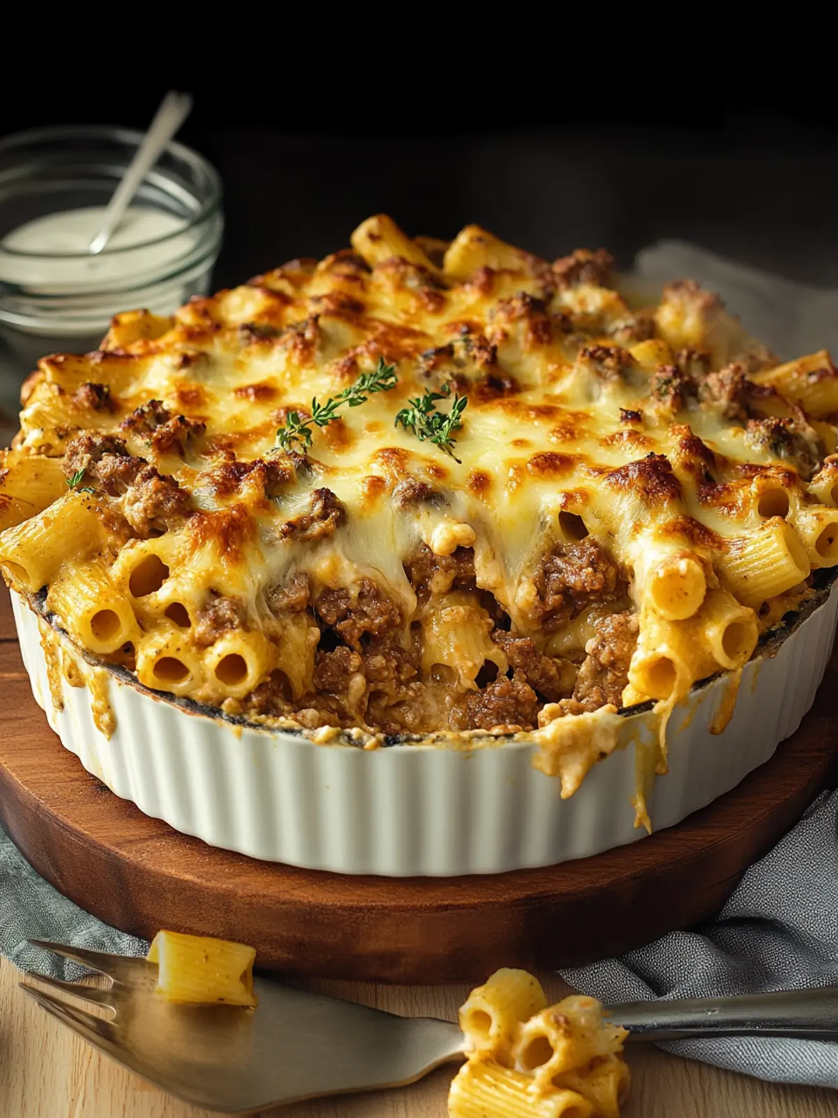 Baked Pipe Rigate Pasta with Meat and B chamel Sauce