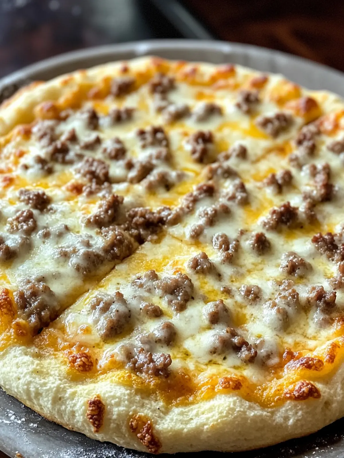Satisfy Mornings with Biscuits and Sausage Gravy Breakfast Pizza 2 Biscuits and Sausage Gravy Breakfast Pizza