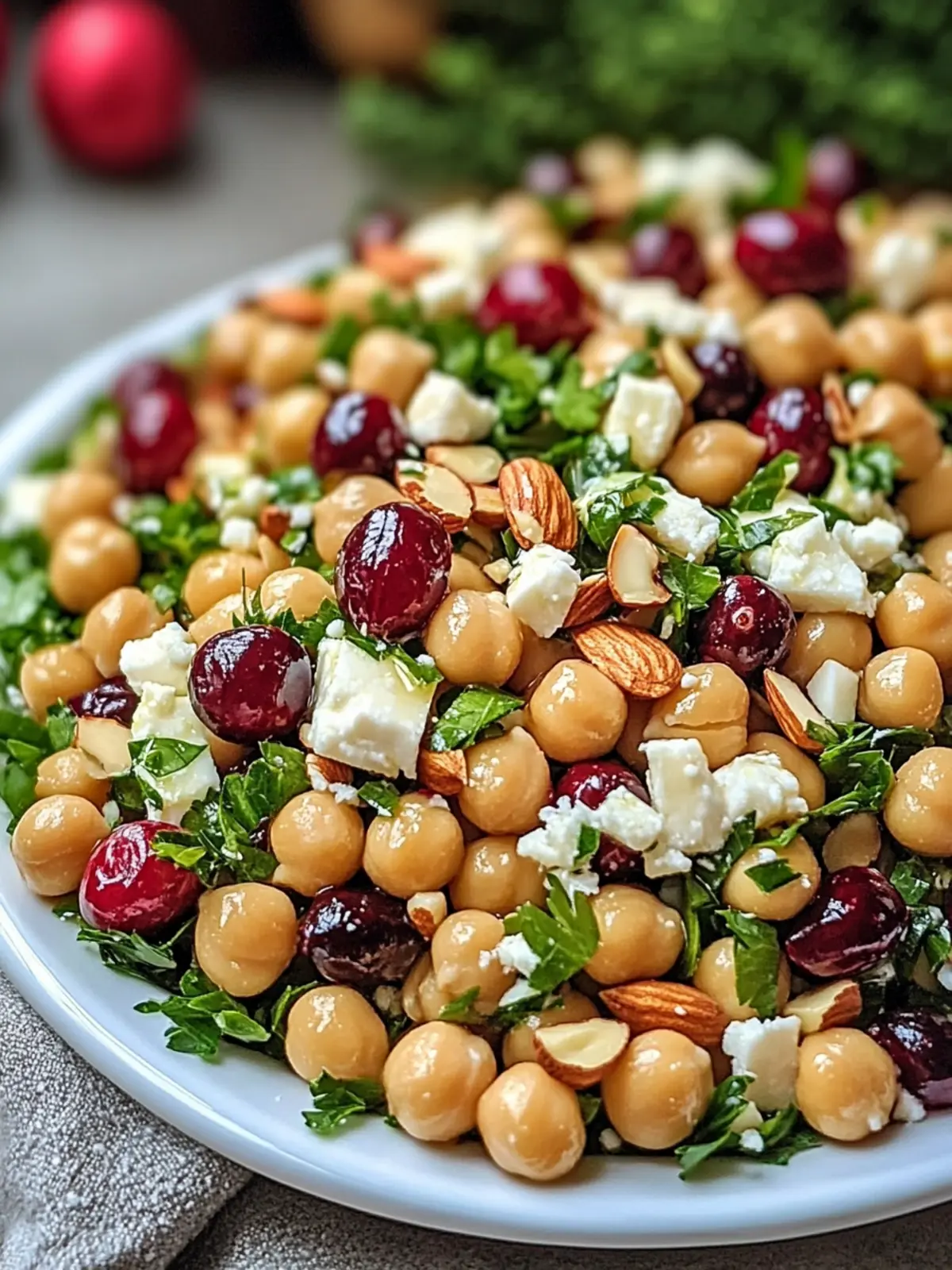 Zesty Festive Lemon-Tossed Chickpea Salad with Cranberries & Feta 4 Festive Lemon-Tossed Chickpea Salad with Cranberries, Almonds & Feta