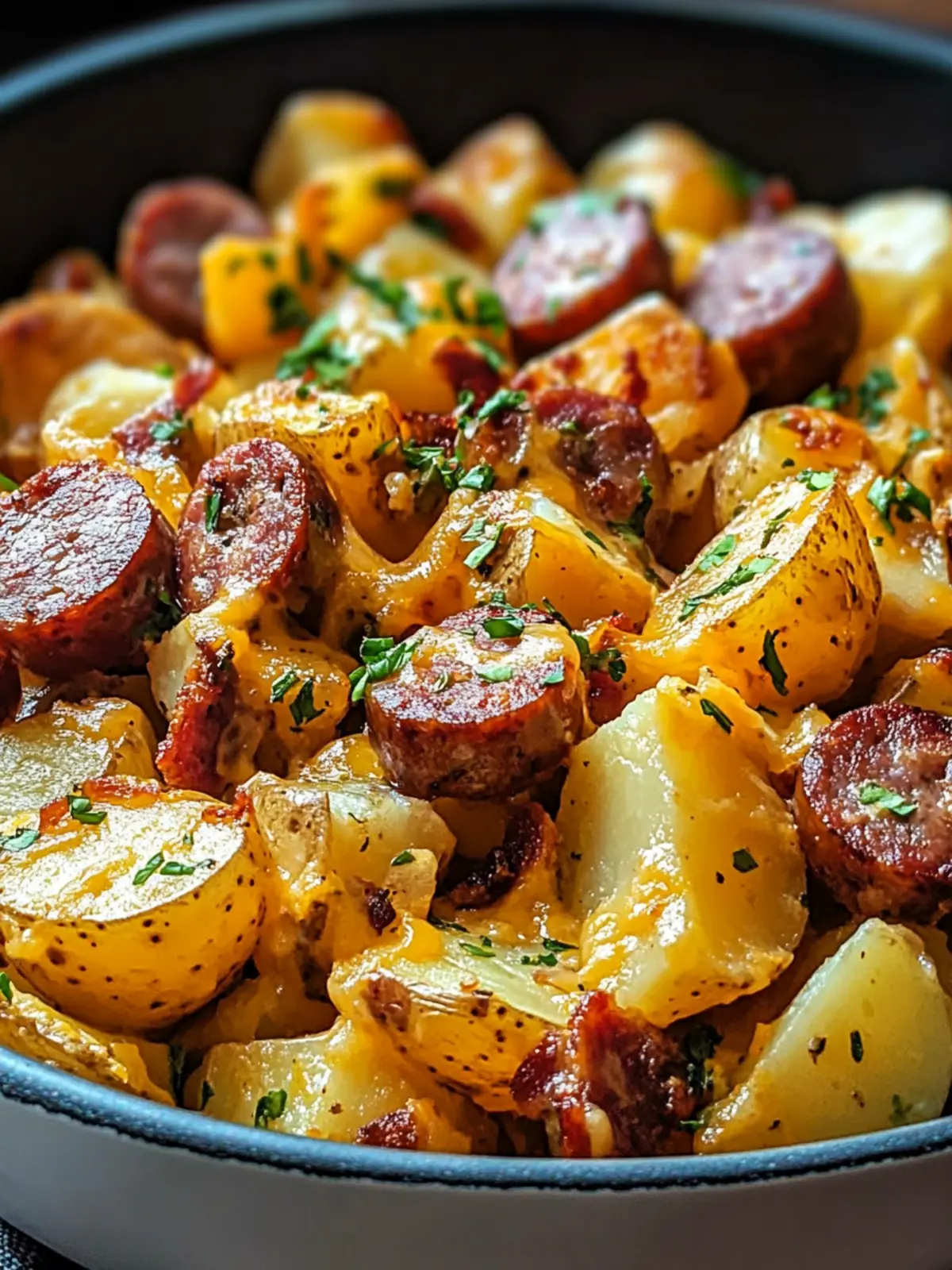 Cheesy Ranch Potatoes & Smoked Beef Sausage Bliss! 2 Cheesy Ranch Potatoes & Smoked Beef Sausage