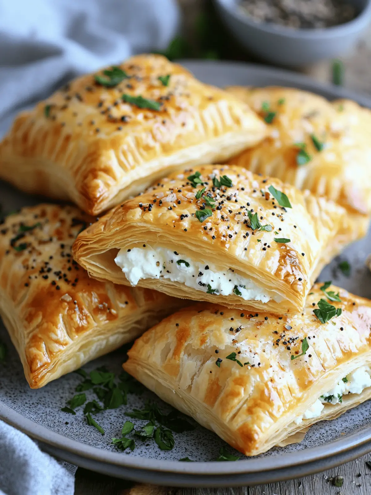 Savory Puff Pastry Pockets with Feta, Bacon & Cream Cheese