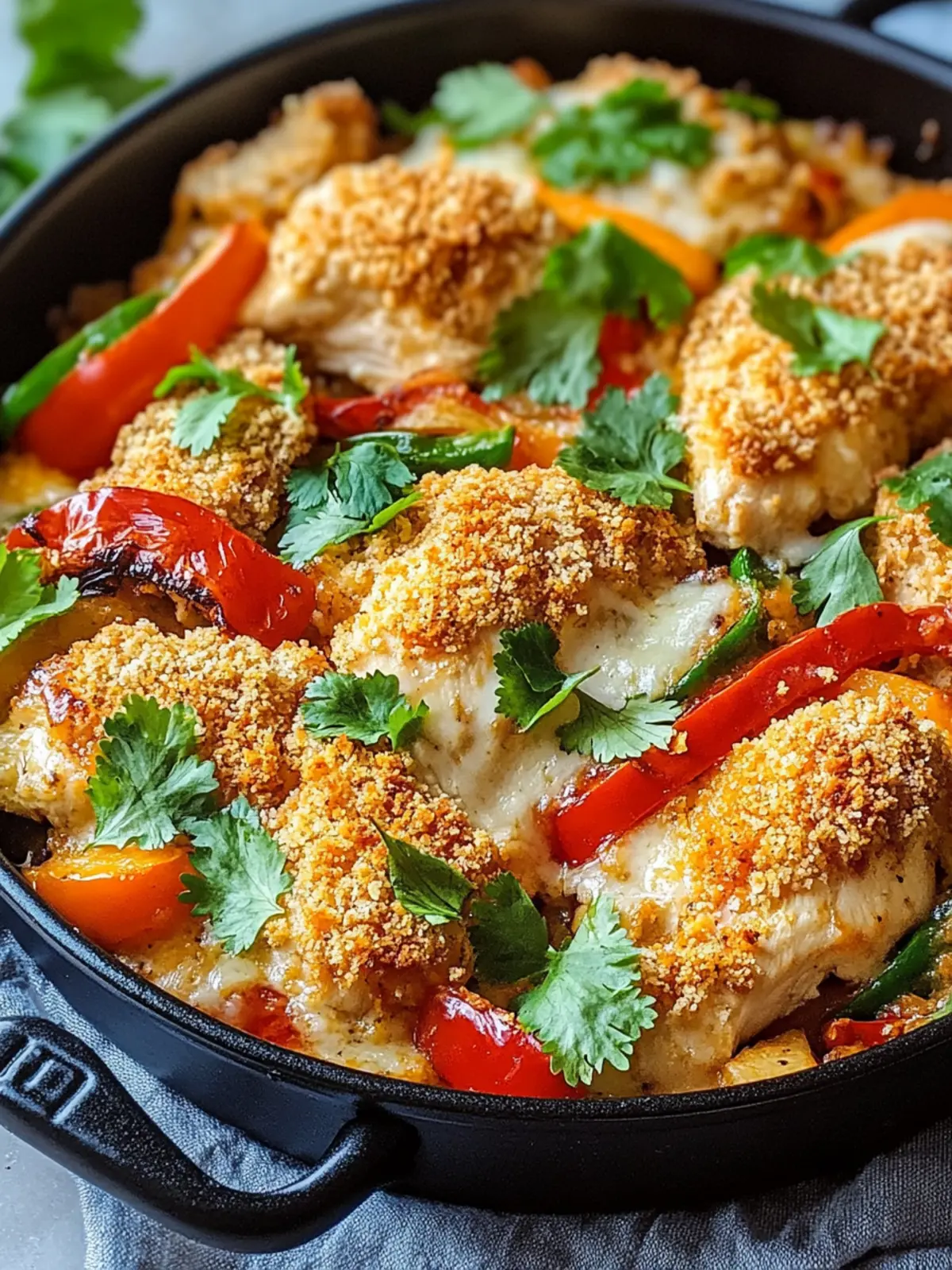 One-Pan Creamy Chicken Fajita Bake with Buttery Garlic Crumbs 3 ONE-PAN CREAMY CHICKEN FAJITA BAKE WITH BUTTERY GARLIC CRUMBS