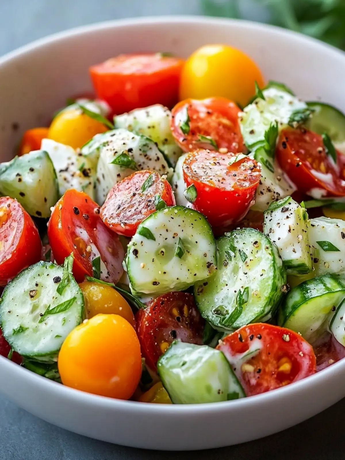 Savory Creamy Cucumber & Tomato Salad You'll Love! 4 Creamy Cucumber & Tomato Salad