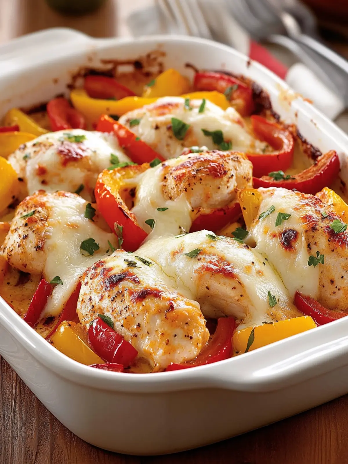 Oven-Baked Chicken, Pepper & Cheese Medley