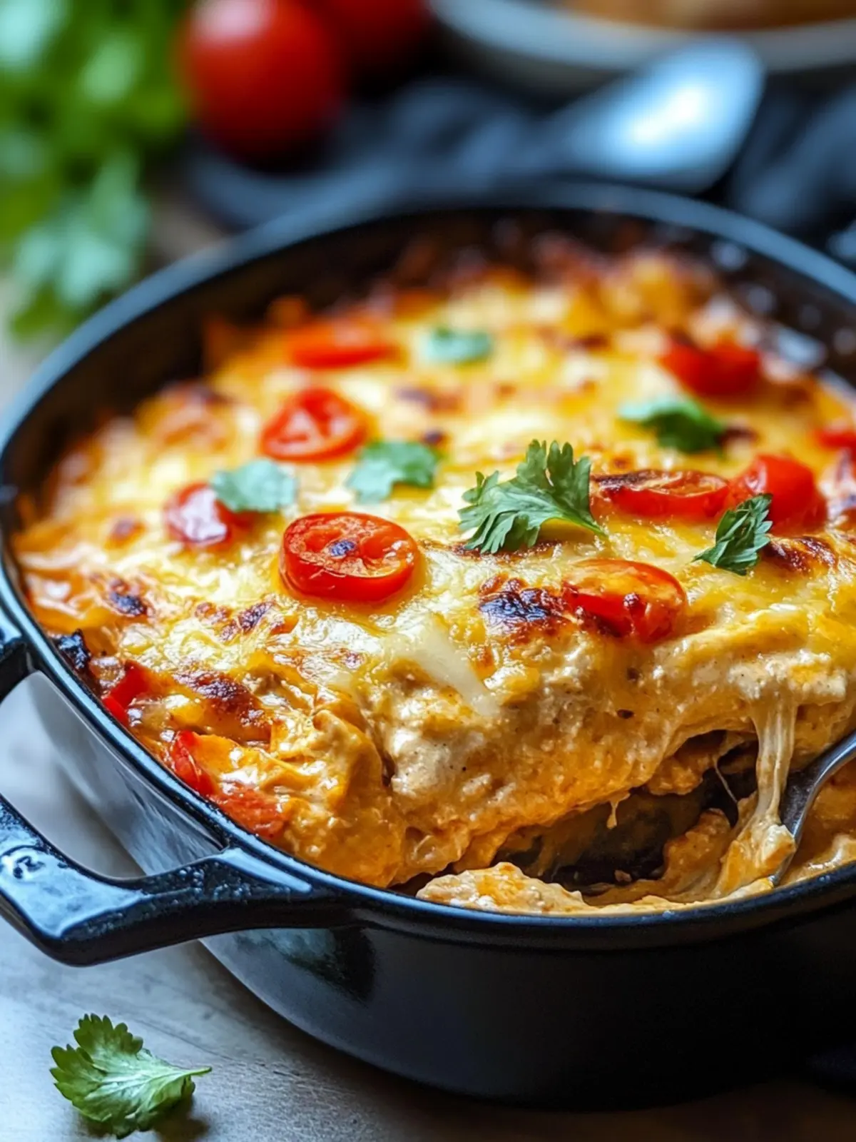 One-Pan Creamy Fajita Chicken Casserole with Crispy Topping 4 ONE-PAN CREAMY FAJITA CHICKEN CASSEROLE WITH A CRISPY TOPPING