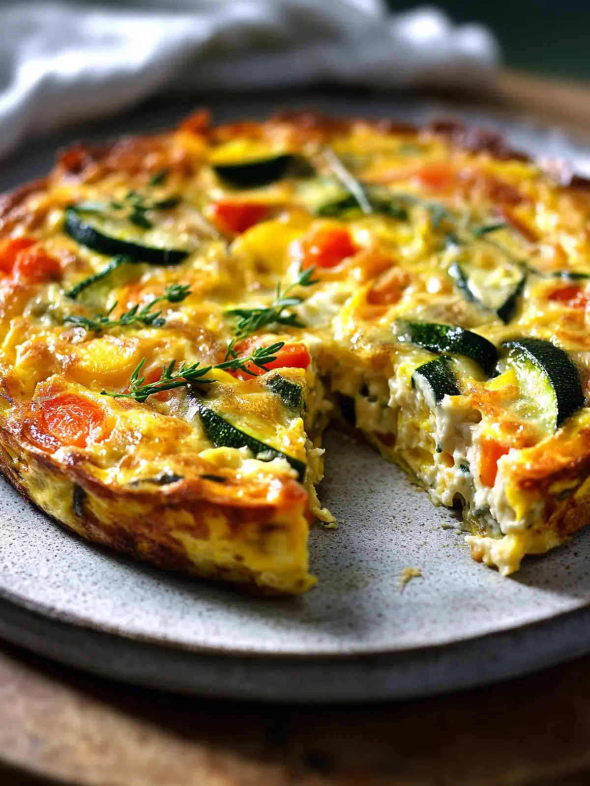 Baked Vegetable and Cheese Frittata with Garlic Cream Topping