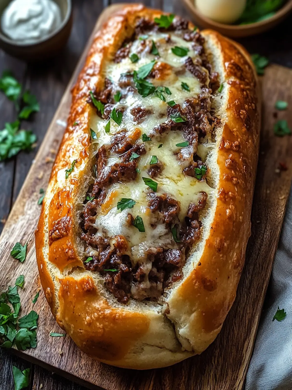 Cheesesteak-Stuffed Garlic Bread Loaf to Wow Your Taste Buds 2 Cheesesteak-Stuffed Garlic Bread Loaf