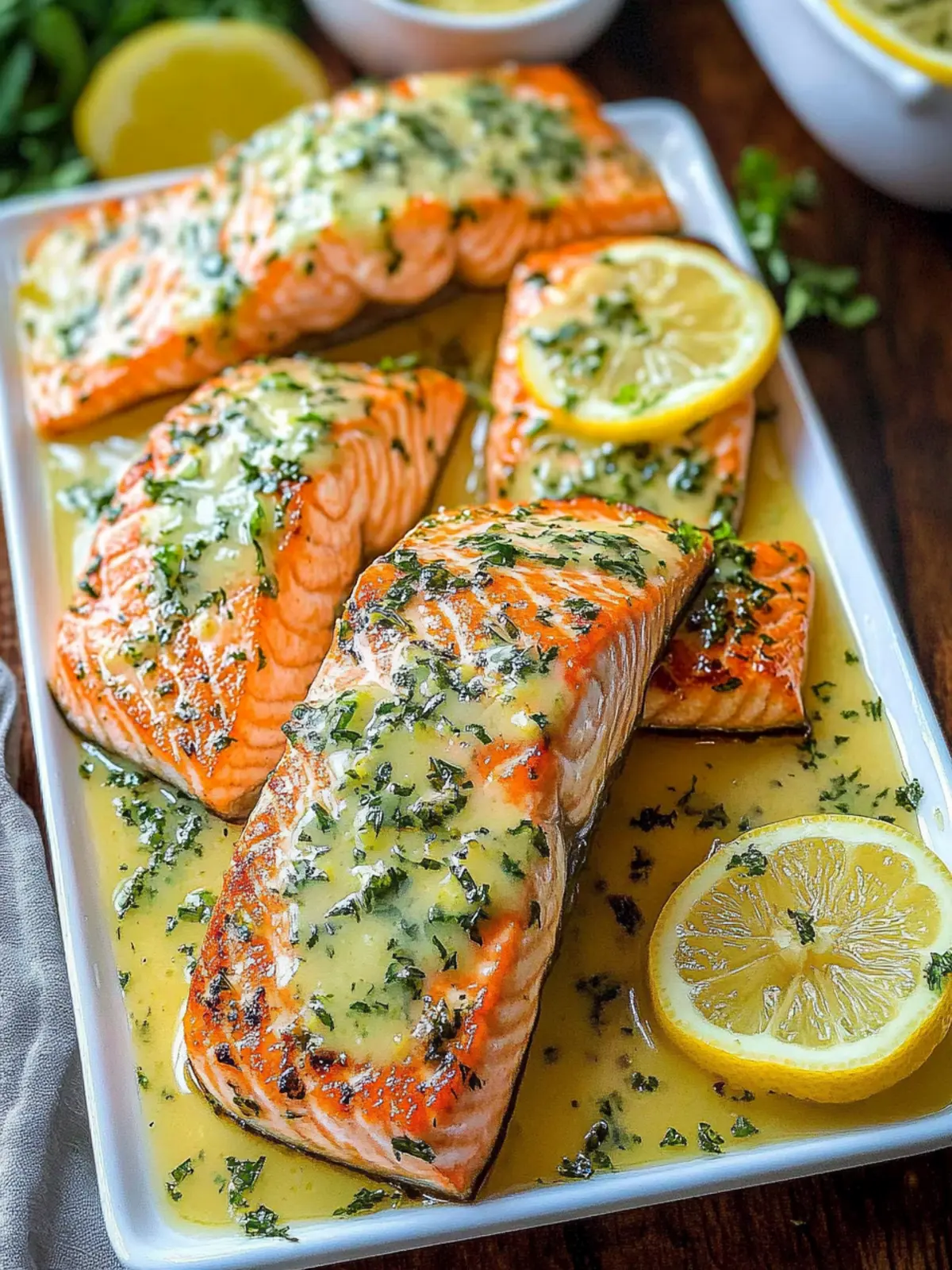 Savor Salmon with Garlic Lemon Butter Sauce Tonight! 2 Salmon with Garlic Lemon Butter Sauce