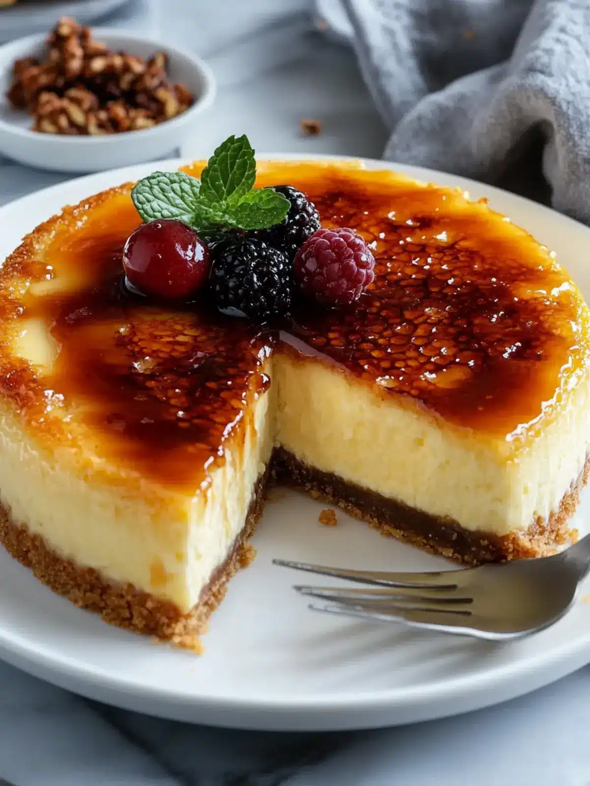 Indulge in Velvety Cr me Br »l e Cheesecake with Caramelized Topping 2 Velvety Cr me Br »l e Cheesecake with a Caramelized Topping