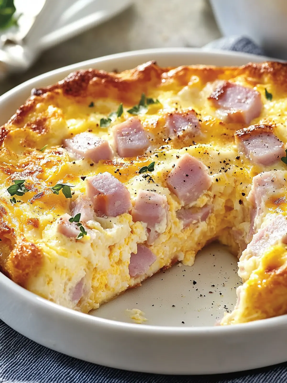 Creamy Ham & Mozzarella Egg Bake