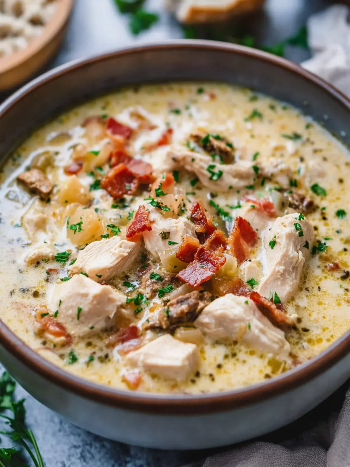 Creamy Chicken Stew with Bacon & Parmesan for Cozy Nights 4 Creamy Chicken Stew with Bacon & Parmesan ð¥ð§